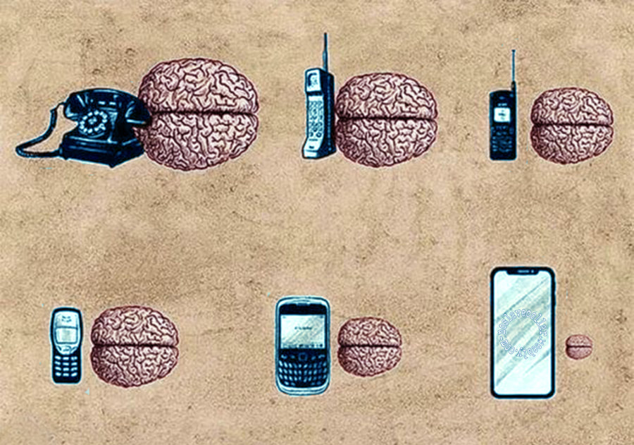 Evolution of the human brain and phones