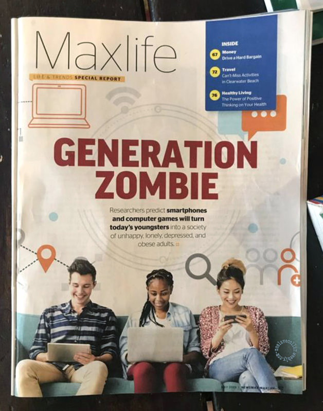 Maxlife, 'Generation Zombie' - Researchers predict smartphones and computer games will turn today's youngsters into a society of unhappy, lonely, depressed, and obese adults.