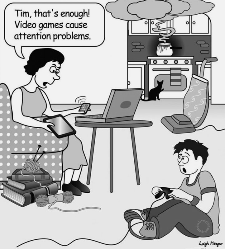 Tim, that's enough! Video games cause attention problems