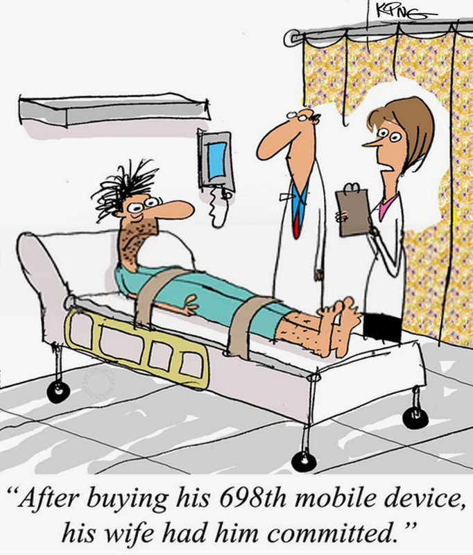 After buying his 698th mobile device, his wife had him committed