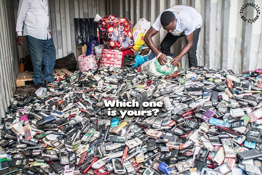 Which one is yours? - African workers with dumped cellphones