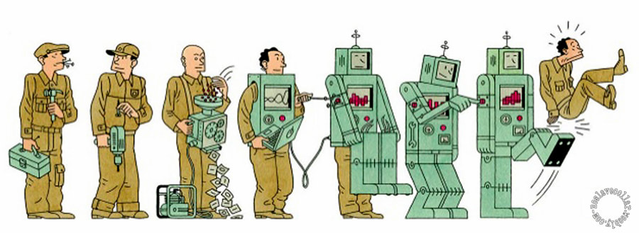 Evolution of Man into Robot, and Robot ends up getting rid of Man…
