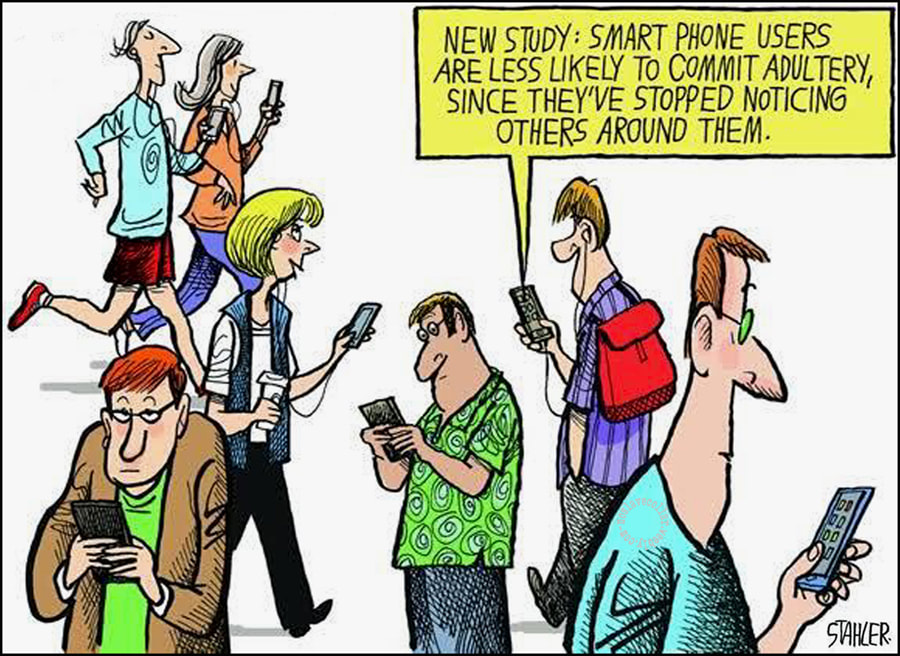New study - smart phone users are less likely to commit adultery, since they've stopped noticing others around them