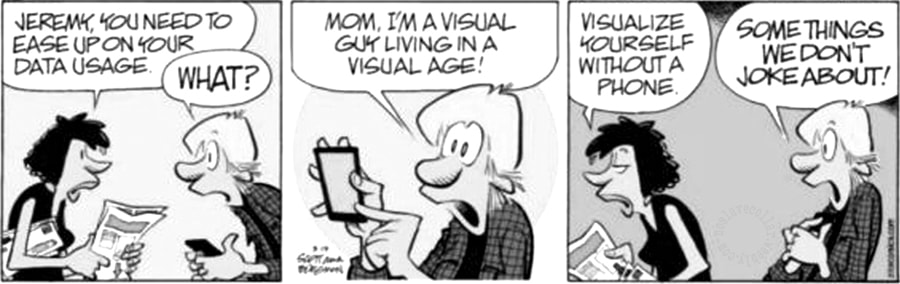 A mother says to her son: -Visualize yourself without a phone!
