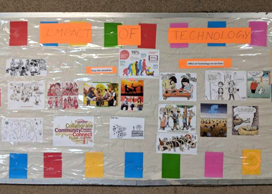 Bulletin board at school: 'Impact of technology' - some images are also featured here!