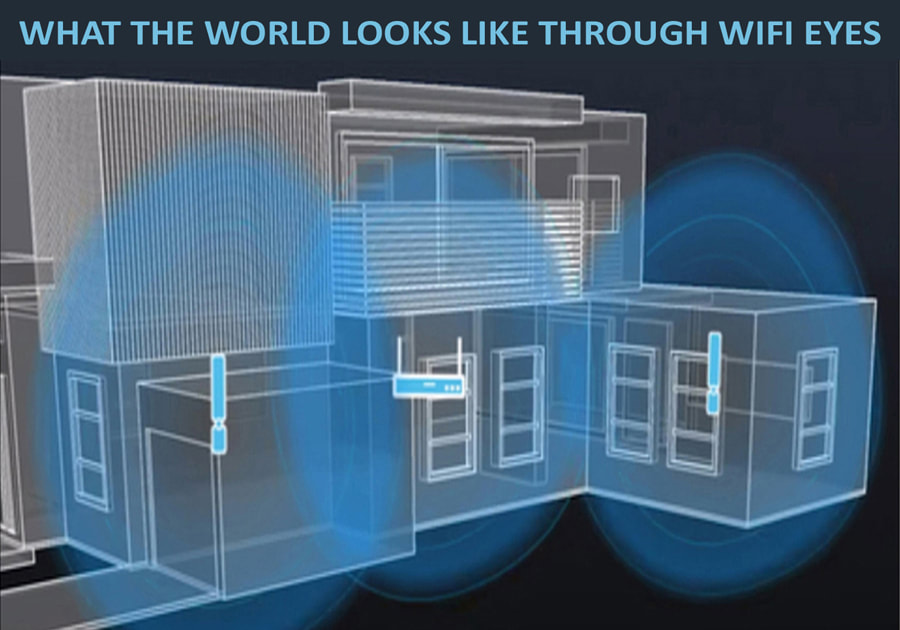 What the world looks like through Wifi eyes. The small blue rectangles are simple routers and devices.